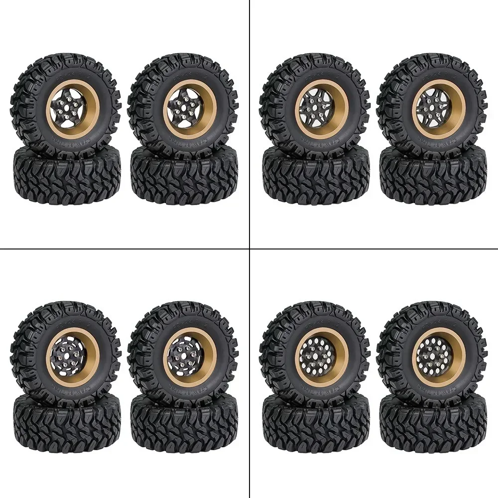

4pcs 62mm 1.2" Carbon Fiber Beadlock Wheel Tire Set For 1/18 1/24 RC Crawler Car TRX4M SCX24 AX24 FCX24 Upgrade Parts