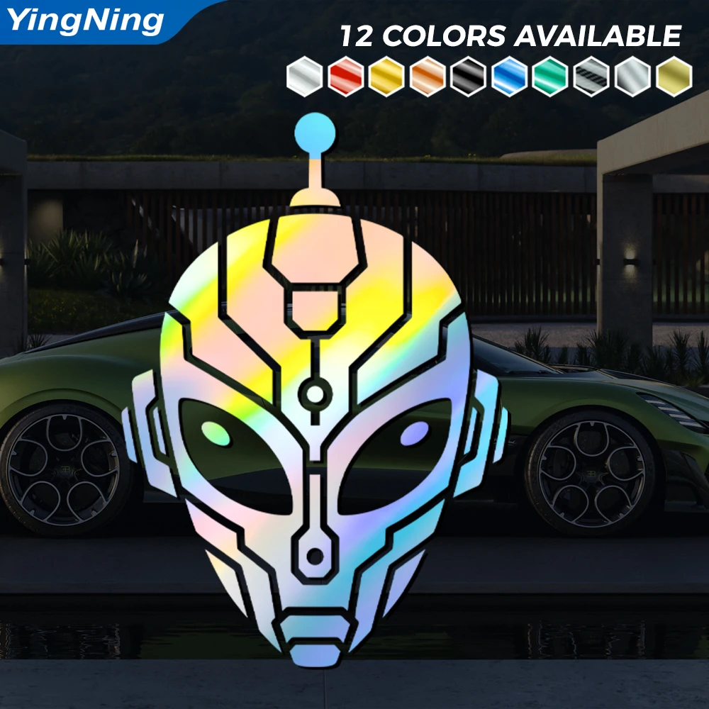 Cyber Alien Robot Face Car Decal Vinyl Sticker Waterproof Universal Auto Window Body Bumper Sci Fi Exterior Decoration Graphic