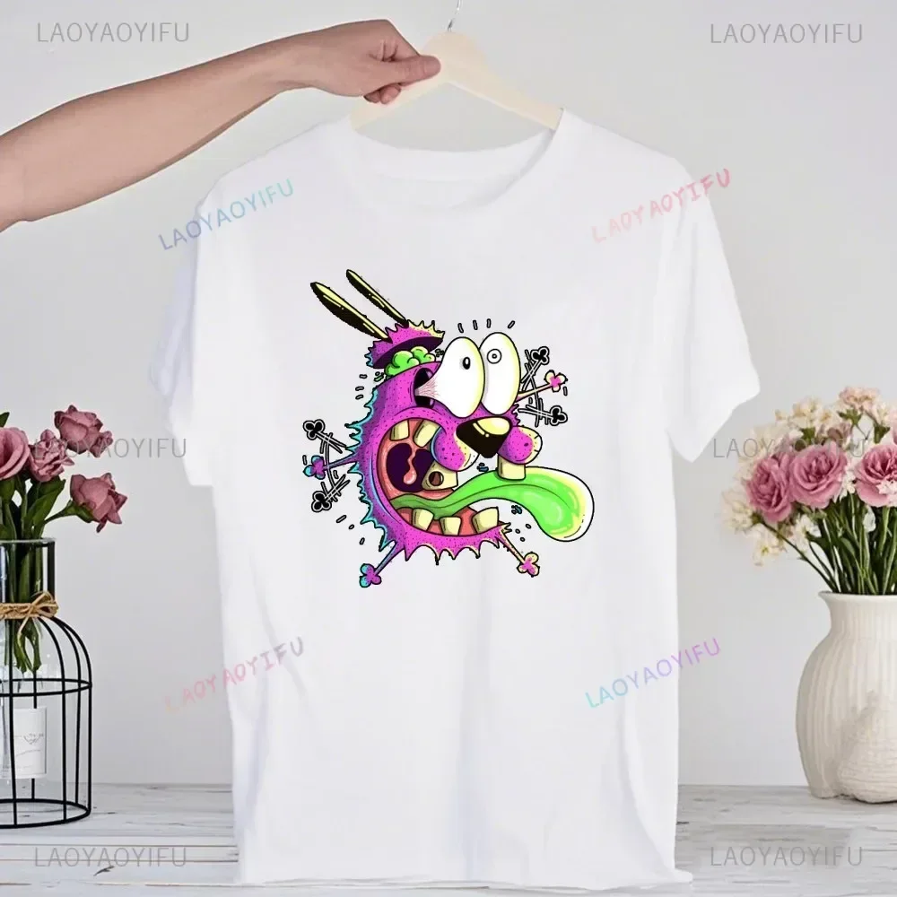 Kawaii-Courage-The-Cowardly-Dog-Graphic-Tshirt-Vintage-Cartoon-Cotton-Tees-for-Men-Women-Summer-Short-Sleev-Tops-Funny-Clothing