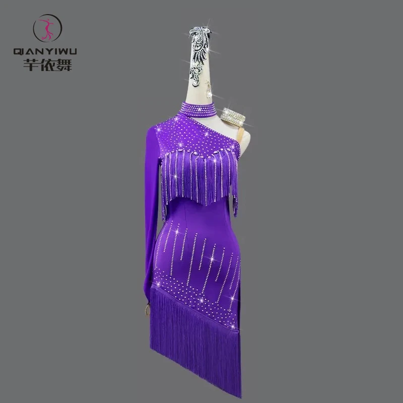 Latin Dance Suit Woman Competition Dress Stand Ballroom Practice Wear Skirt Prom Costume Ladies Line Clothes Girls Match Outfits