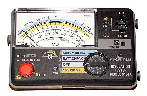 KYORITSU 3147A(125V,500V) KYORITSU 3148A (100V,250V)3161A (50V 125V) Probador de aislamiento analógico 2 rangos
