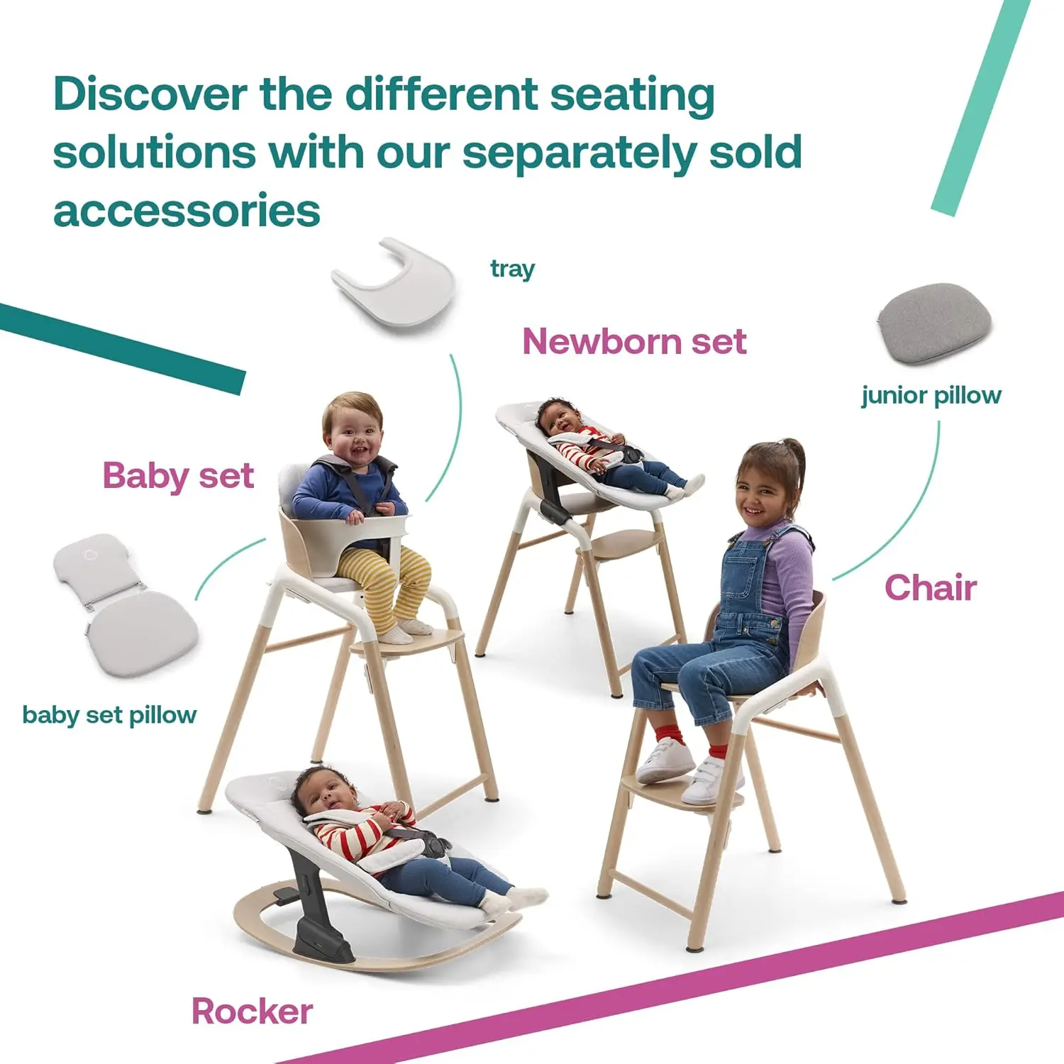 Giraffe Newborn Set for Giraffe High Chair and Rocker, Ergonomic Design, Tornado Grey