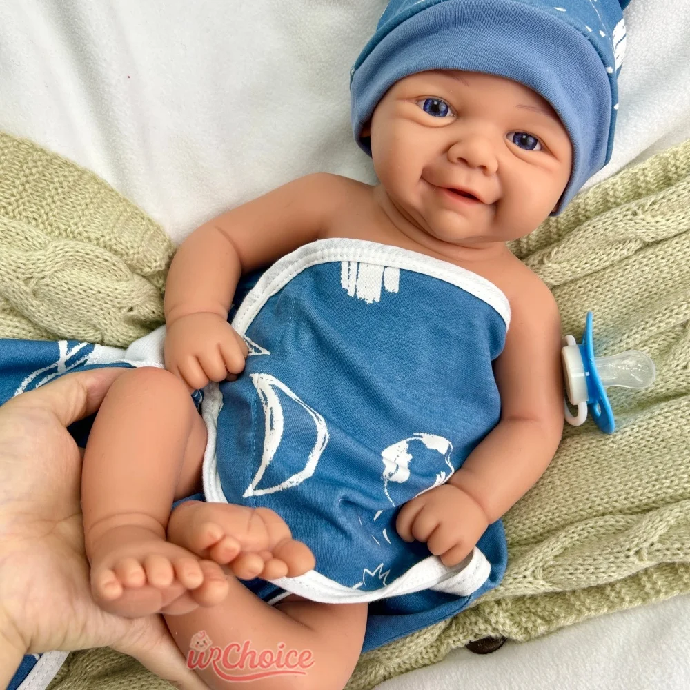 

43cm Open Mouth Girl/Boy Vivienne Flexible Silicone Reborn Baby Lifelike Adorable Doll Can Use Pacifiers for Dementia Kids Toy