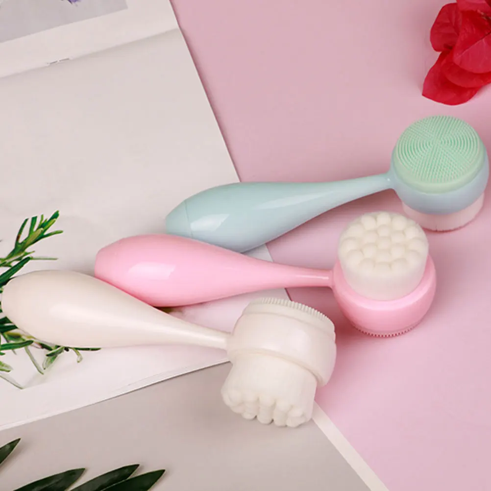 

3pcs Silicone Facial Cleansing Brush Deep Pore Cleaning Exfoliating Massaging Face Skin Blood Circulation Gentle Scrubber Stand