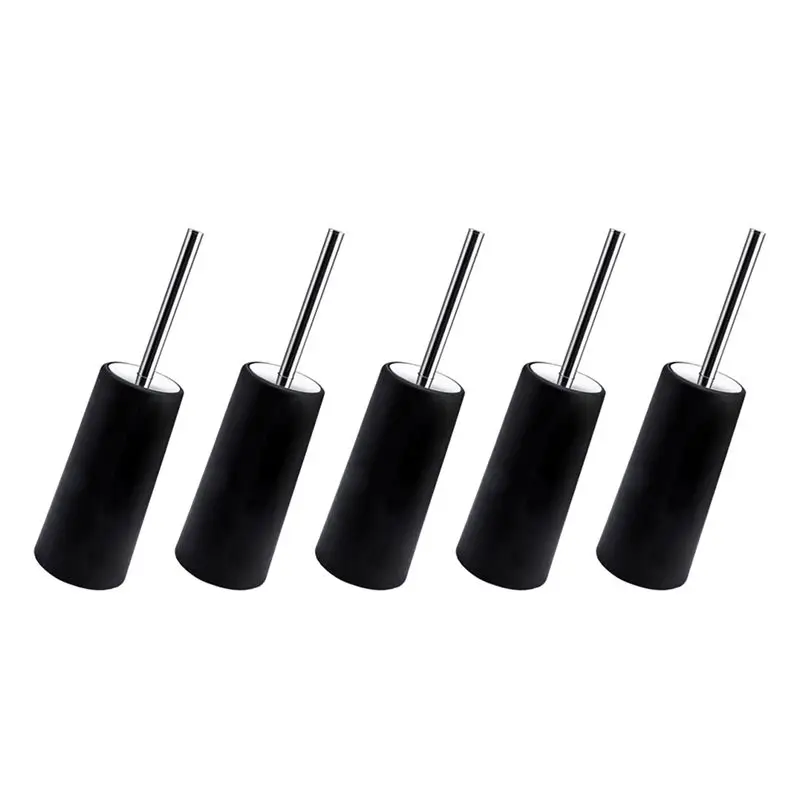 

HLZS-Toilet Brush And Holder, 5 Pack Toilet Brush With 304 Stainless Steel Long Handle, Toilet Bowl Brush Black