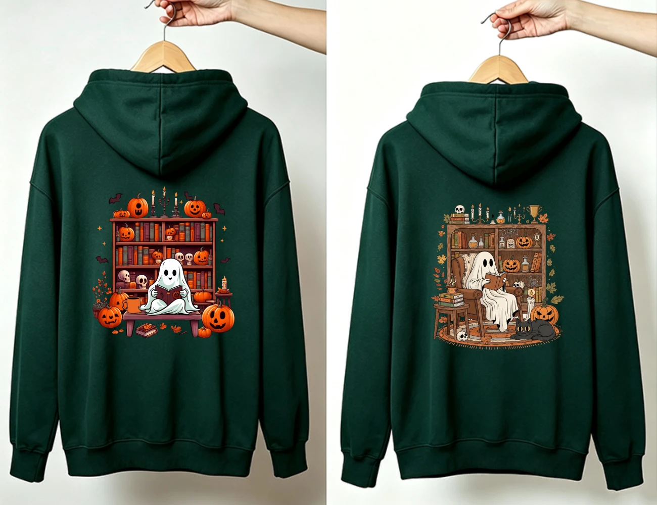 Book Lover Spooky Season Hoodie Cute Reading Ghost Vintage Library Art Novelty Autumn Halloween Pullover 2026 Festival Costumes