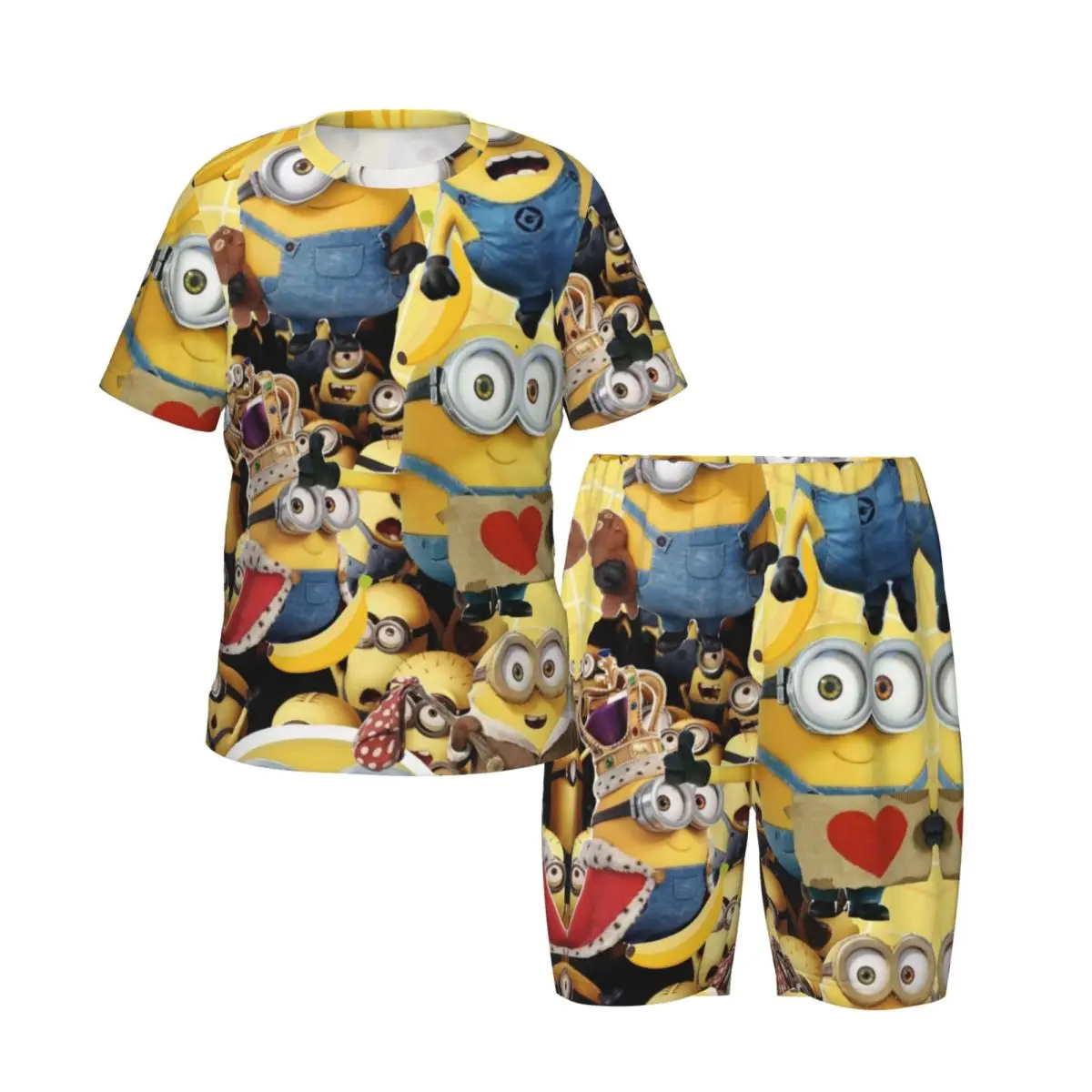 

boy's girl's Pajamas Set Minions Down Tops and Shorts Pajama 2 Piece Pyjama Nightwear Loungewear for Summer