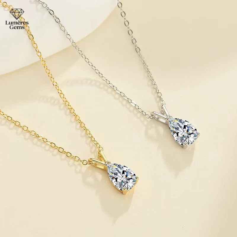 Lumière Gems PT950 Platinum Moissanite Pendant Necklace Sophisticated Dainty Shining Jewelry Perfect for Anniversary Birthday Gi