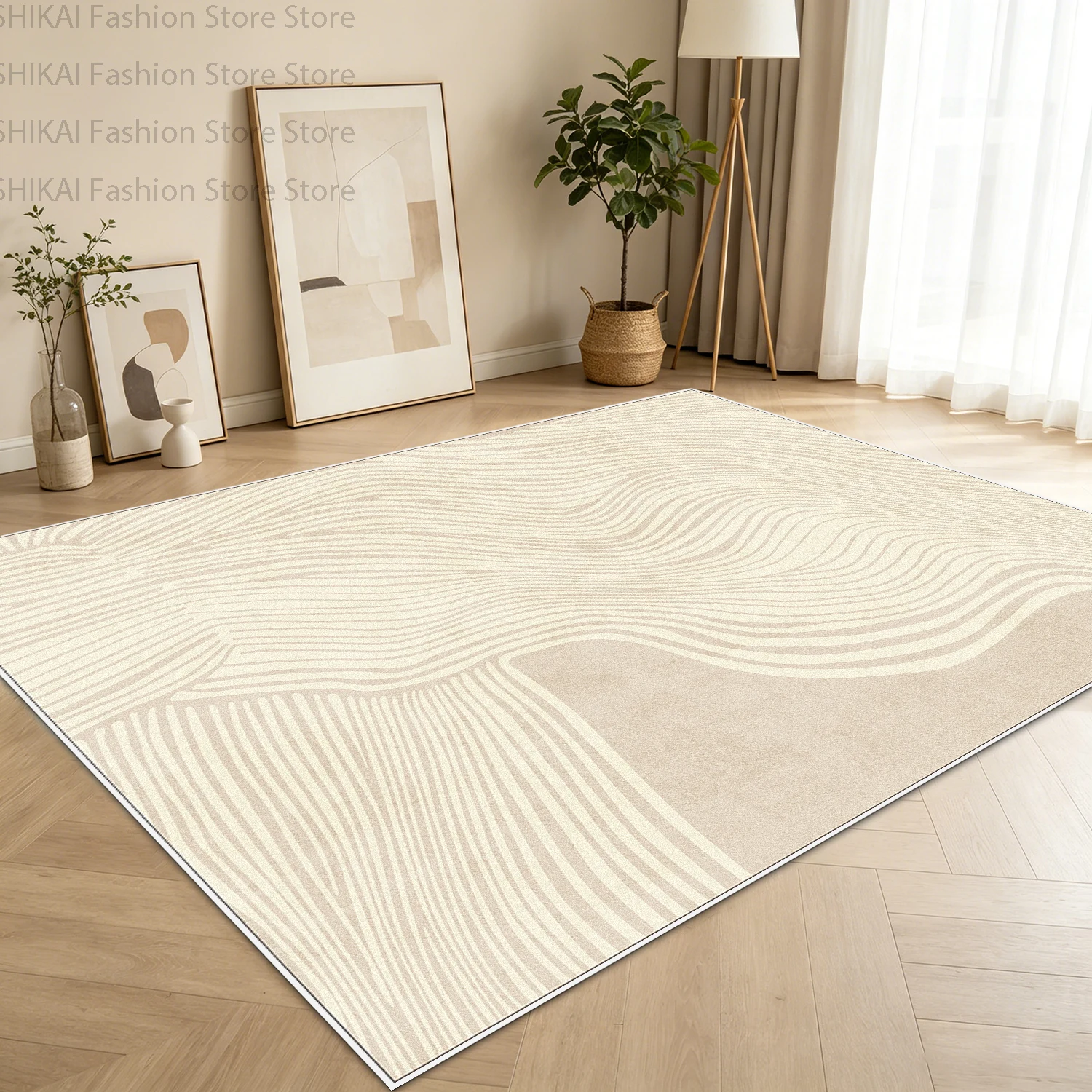 Modern Abstract Minimal Lines Living Room Carpet Non-slip Soft Washable Rugs for Bedroom Easy Clean Foldable Entrance Door Mat