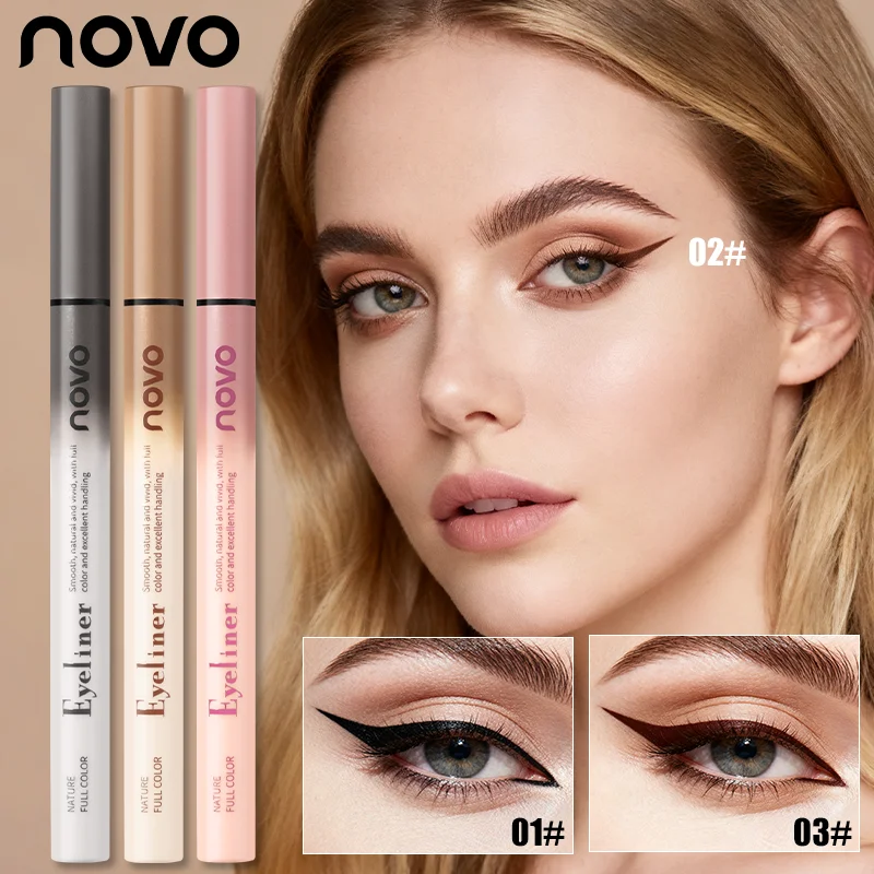 محدد عيون سائل مقاوم للماء، سريع الجفاف، مقاوم للعرق، مقاوم للتلطخ وطويل الأمد، بطانة عالية المصطبغة للمظهر الجريء، #1