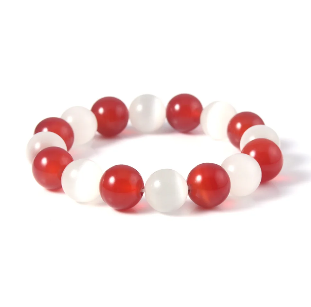 Anime Fruits Basket Kyo Sohma Bracelet White Red Crystal Beads Bangle Bracelets for Women Men Cosplay Props Jewelry