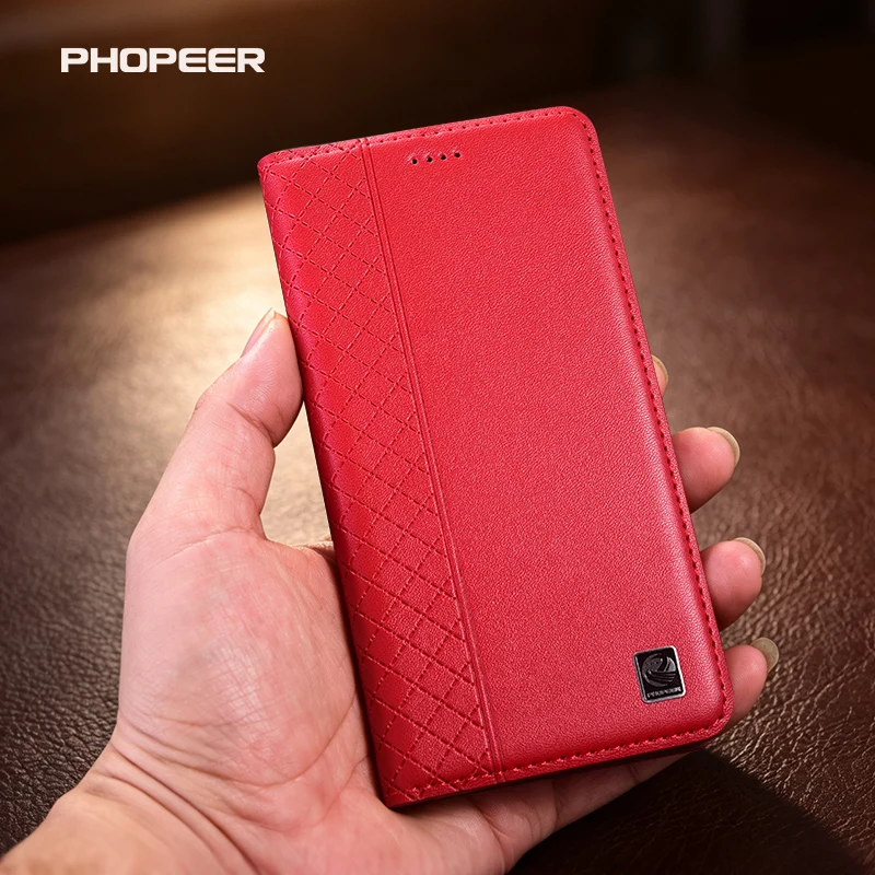 Luxury Genuine Leather Case for Realme 9 8 7 6 5 X3 X2 XT X T Pro Plus 5G Napa Pattern Inner Grid Phone Case