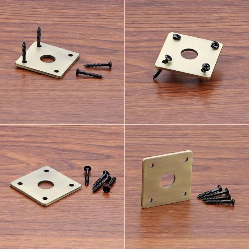 Electric Guitar Square Jackplate with Screws Jacks Plate Socket Cover Electric Guitar Replacement Part Easy to Install