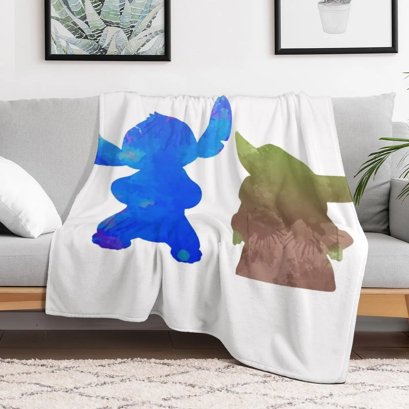 Alien and Baby Inspired Silhouette Throw Blanket