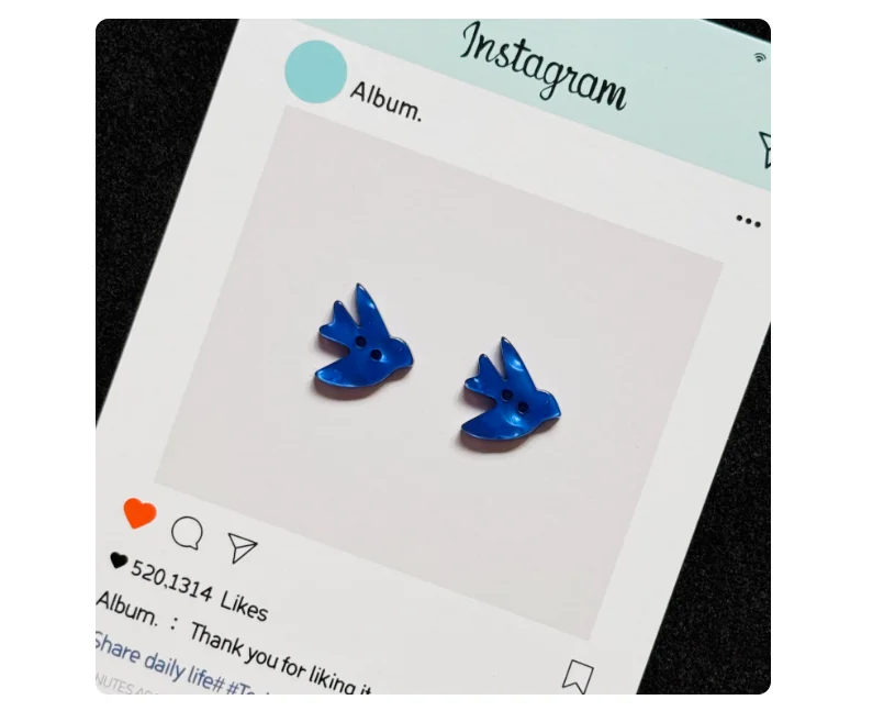 Blue SwallowShaped Unconventional Resin Buttons  DIY Handmade Shirt Accessories Decorative Sweater Buttons Unique Button Design