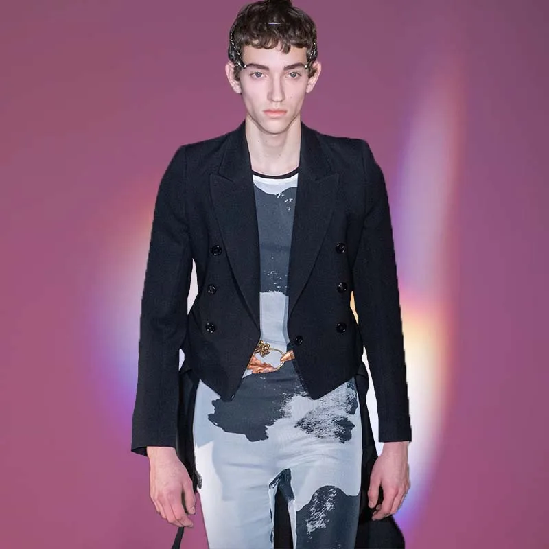 

Men's Slim Fitting Suit Tuxedo Evening Dress Long Sleeve Simple European And American Large Black Fashion Casual Banquet Coat