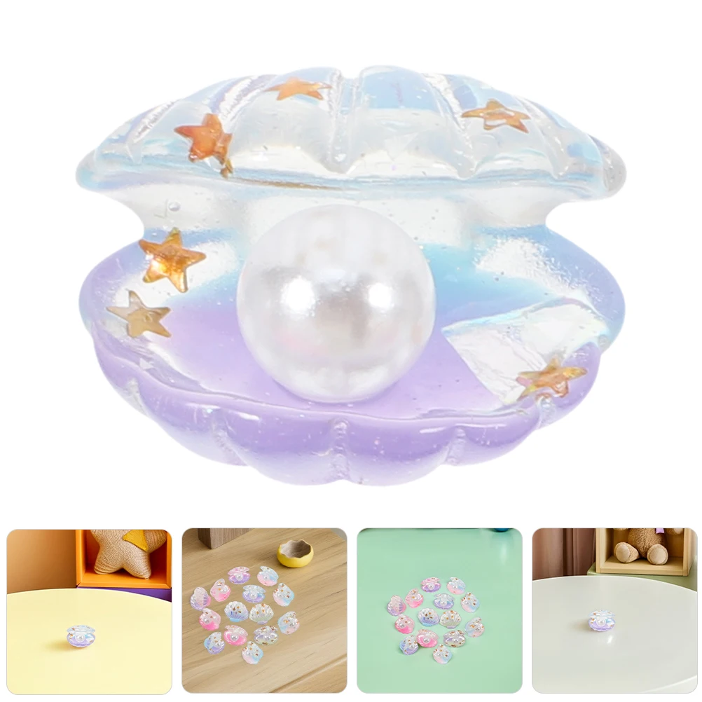 

25pcs Pearl Shell Luminous Resin Shells Glow In The Dark Diy Craft Mini Pearlescent Ornaments For Fairy Garden Dollhouse