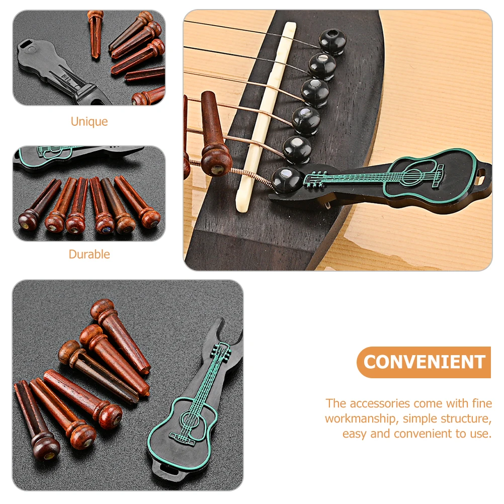 

Guitar String Set Metal Bridge Pin Puller with Tuning Professional Fixing Pegs Repair Tools