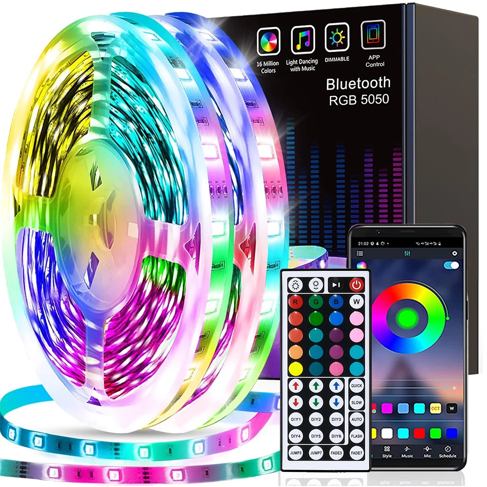 

Светодиодные ленты USB RGB5050 Изменение цвета с дистанционным управлением через приложение Гибкая светодиодная лента для украшения комнаты Подсветка ТВ ПК