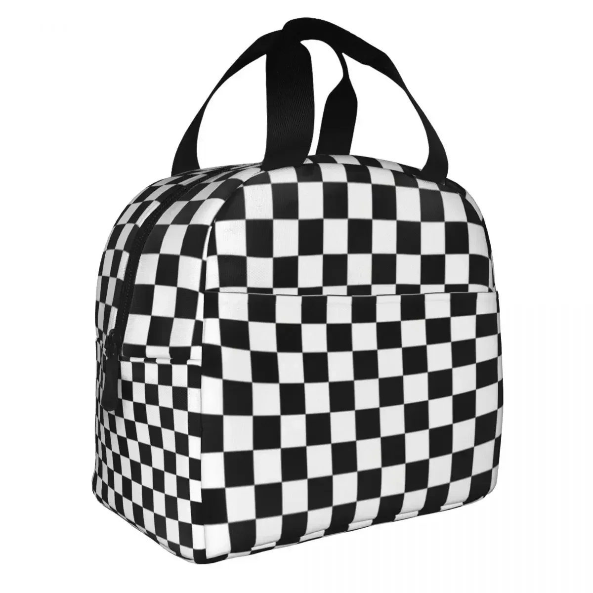 

Chequered Flag . BLACK-min Lunch Bento Bags Portable Aluminum Foil thickened Thermal Cloth Lunch Bag for Women Men Boy