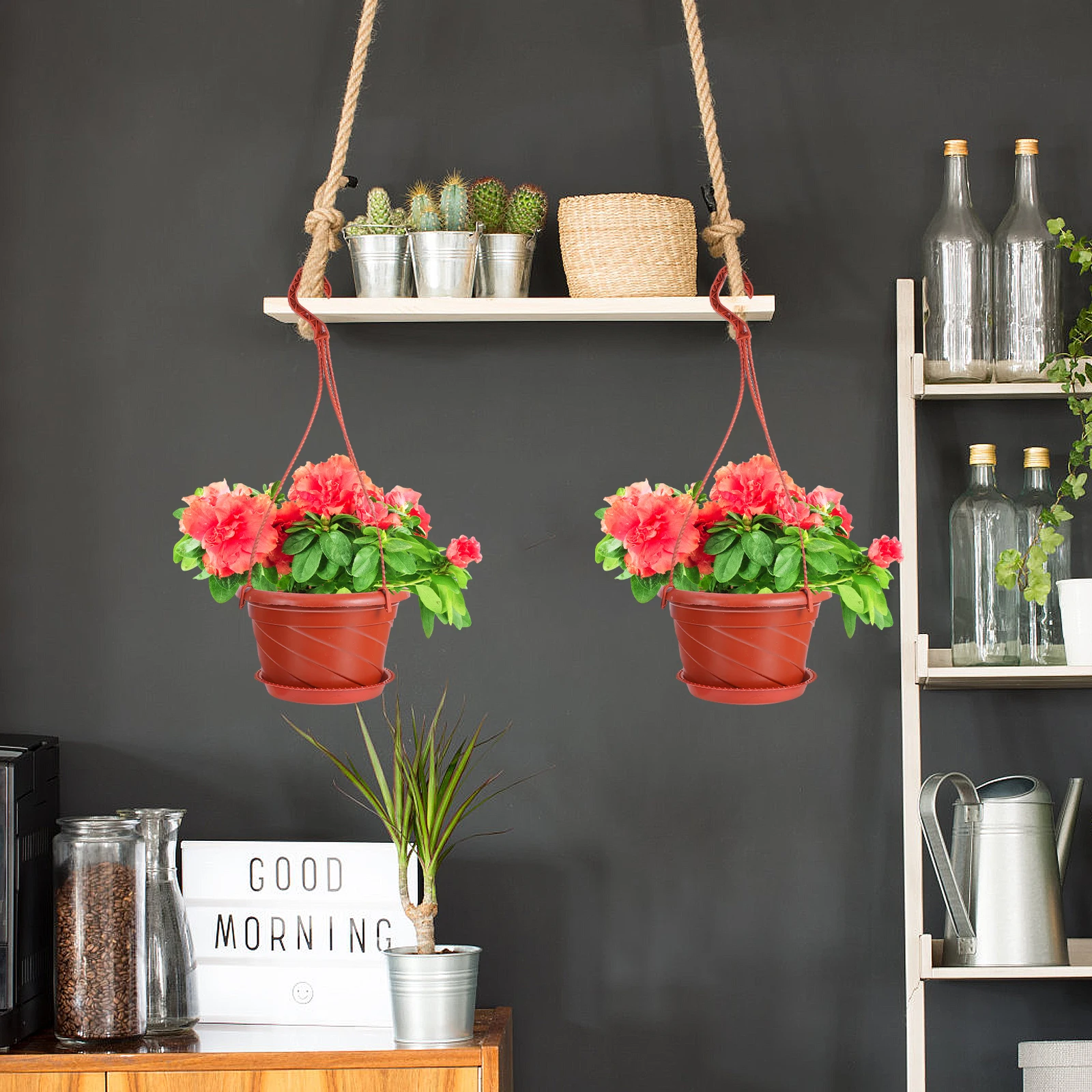 

10 Sets Plastic Chlorophytum Flower Pots Thick Wear Resistant Material Indoor Hanging Planters Study Room Balcony Office Decor