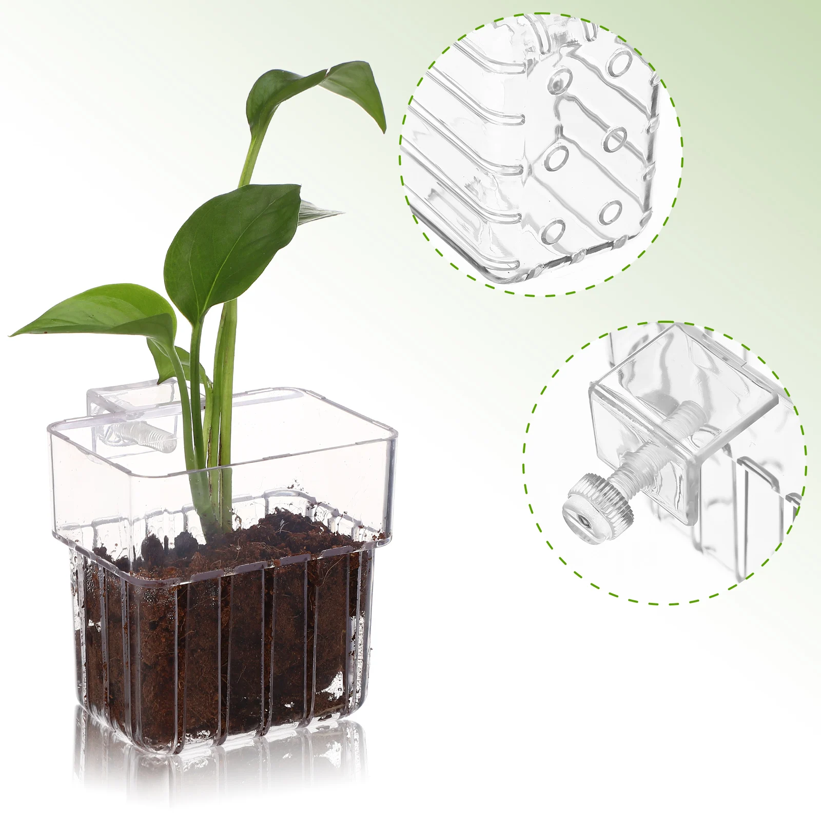 

4pcs Hydroponic Plant Growing Cups Transparent Aquarium Plant Pots Hanging Fish Tank Holders Screw Fixtures Easy Installation