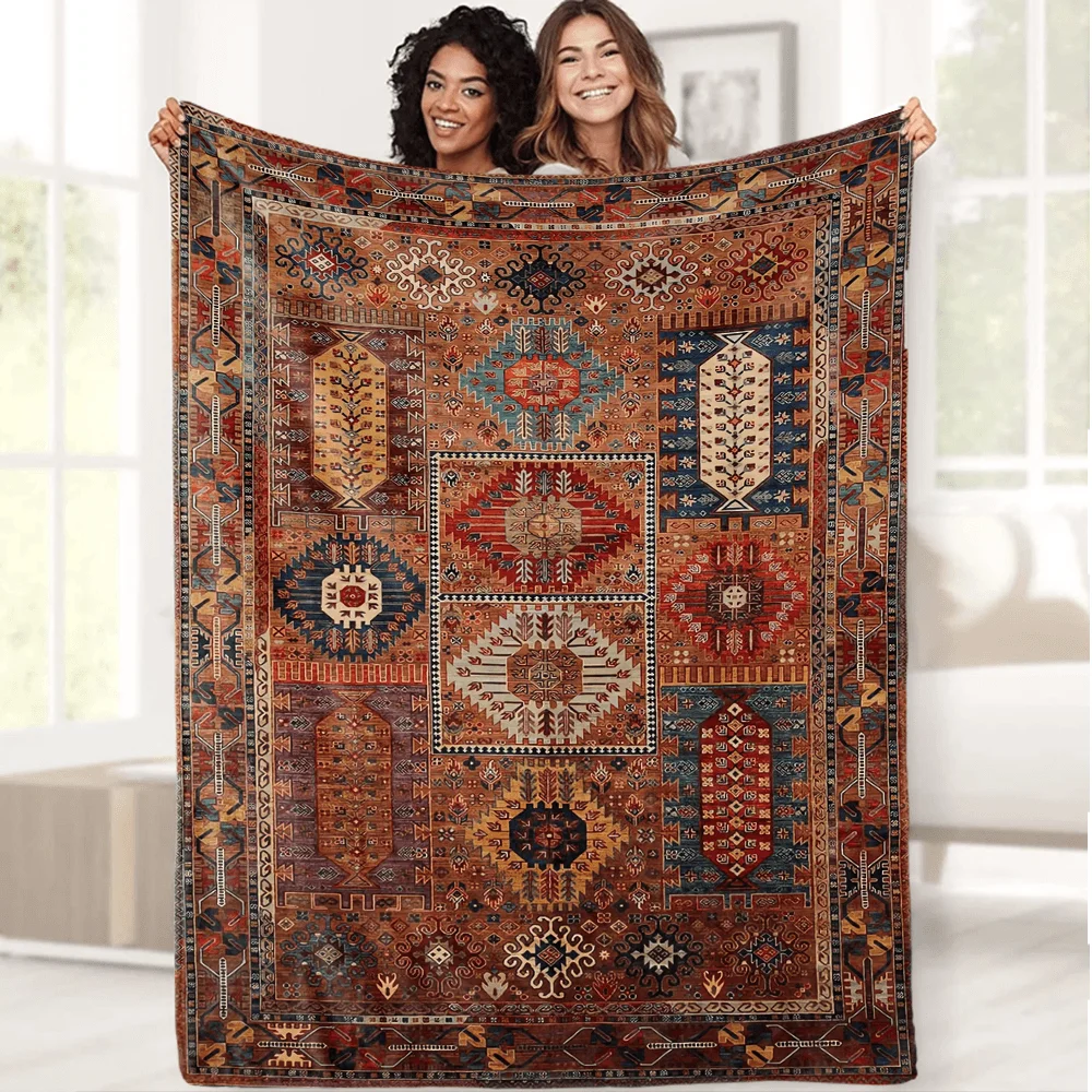 Weiche, warme Überwurfdecke aus Vintage-Polyester mit Boho-Webmuster, maschinenwaschbar, perfekt für Sofa, Bett, Reisen, Camping, Büro