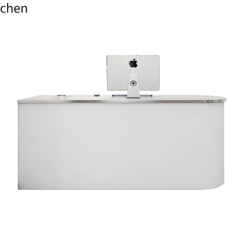 D16- stainless steel gym checkout page clothing store curved reception desk bar bar