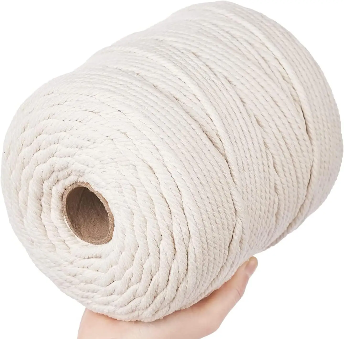 

100% натуральный хлопковый шнур для макраме 4 мм, веревка для рукоделия, для поделок своими руками, вязания, подвесок для растений, рождественского и свадебного декора, бежевый