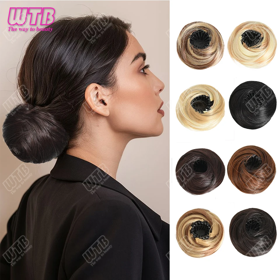 

Синтетические шиньоны с беспорядочным пучком, прямые наращивание волос в виде булочки, мини-заколка для волос, повязки для волос в виде булочки, аксессуары для парика в форме пончика, высокие волосы в виде пучка