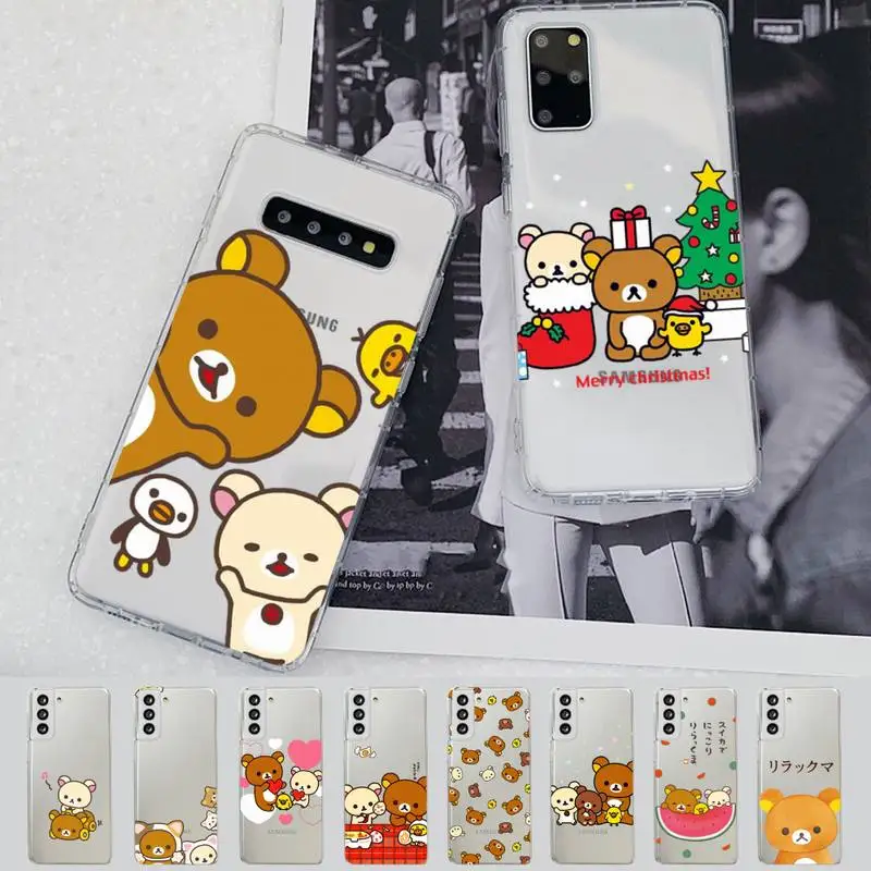 Rilakkuma Kawaii Phone Case for Samsung S7 edge S8 S9 S10 S10E S20 S21 S22 plus lite fe ultra 5G Clear Case