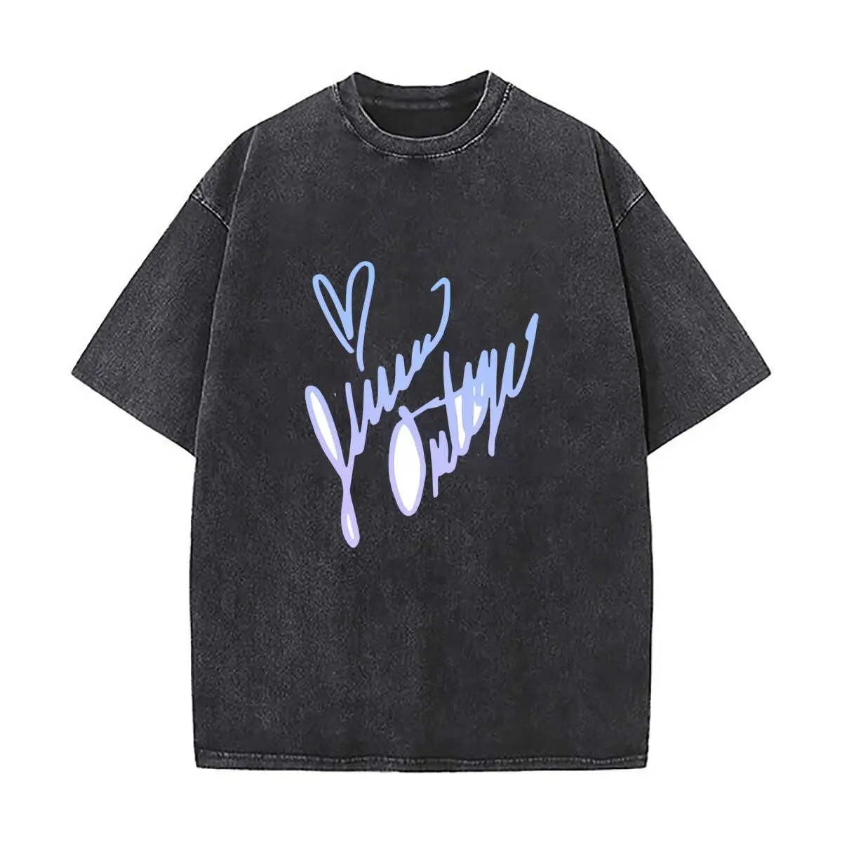 Jenna Ortega Autograph 2025 Heavy Men Washed Casual Cotton Short Sleeve Acid Wash Top