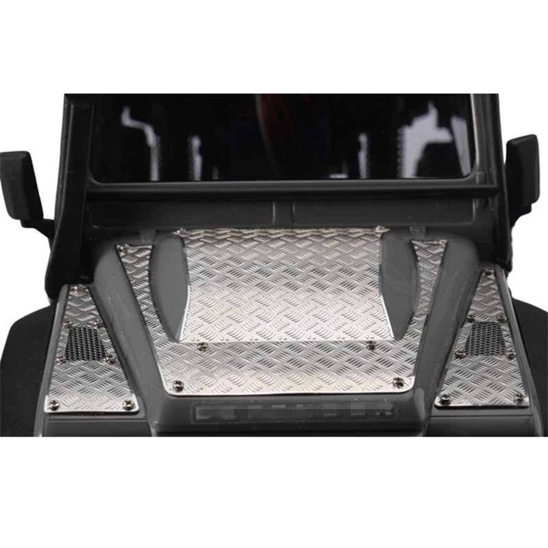 โลหะเหล็ก Hood แผ่นลื่นไถลตกแต่งแผ่น Grille Trim สําหรับ Traxxas TRX4M Defender 1/18 RC รถอะไหล่อัพเกรด