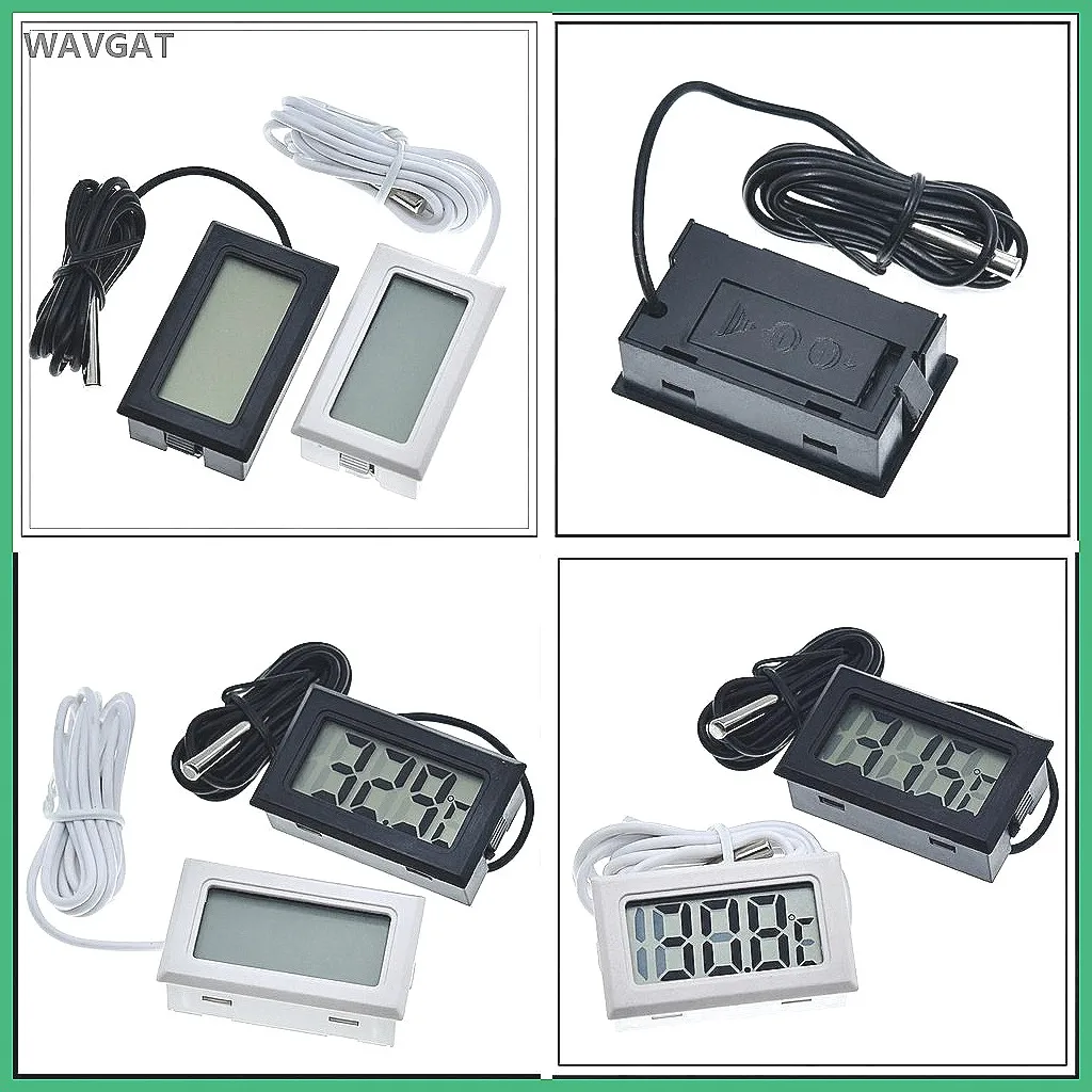 WAVGAT Mini Digital LCD Thermometer, 1/3PCS Temperature Sensor with Automatic Control for Fridge Freezer, High Accuracy TPM-10