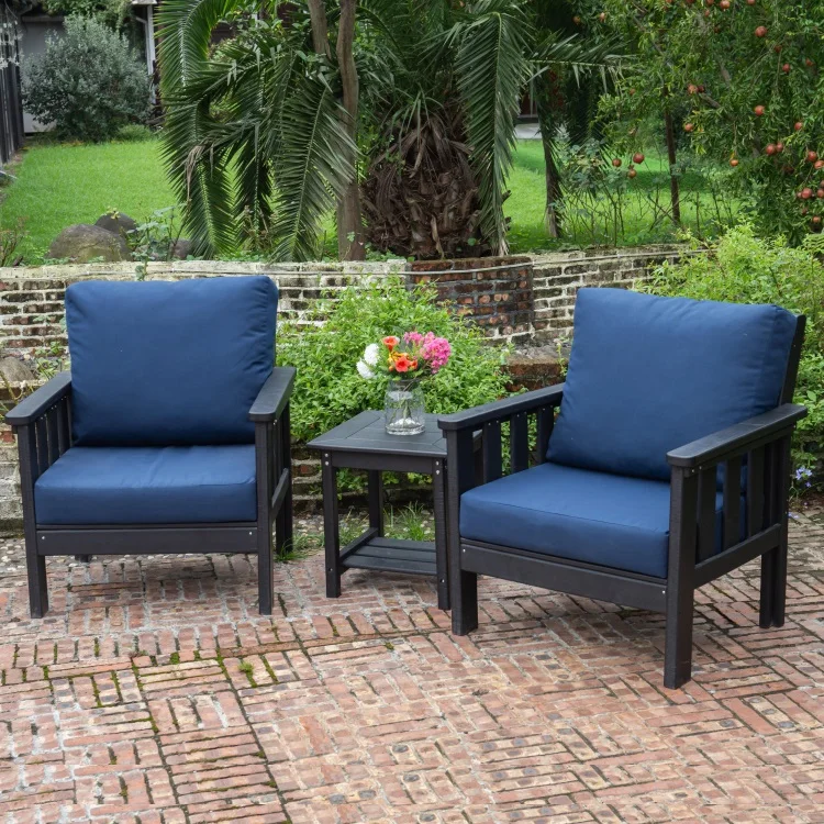 رائجة البيع الفاخرة HDPE طقم أريكة خارجي جودة عالية 3 قطعة التصميم الحديث مع مواد صديقة للبيئة الحدائق الفنادق المساحات الخارجية