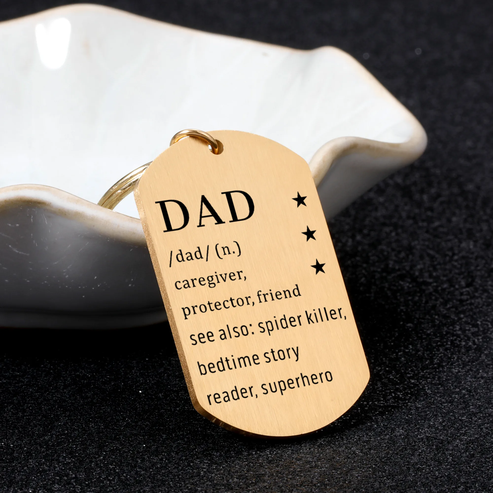 Meaning of Dad Keychain Gift for Papá Best Fathers Day Gift Custom Stainless Steel Charm Family Jewelry Keyring Pendant Necklace