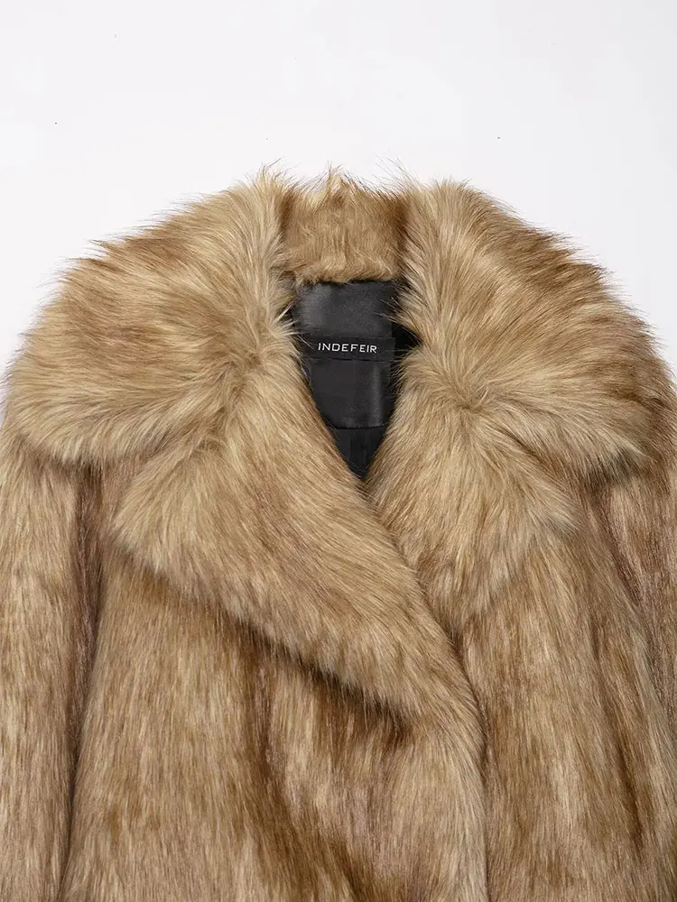 NLZGMSJ femmes hiver automne fausse fourrure veste manteau solide kaki à manches longues épais chaud vêtements d'extérieur moelleux manteau court pour les femmes