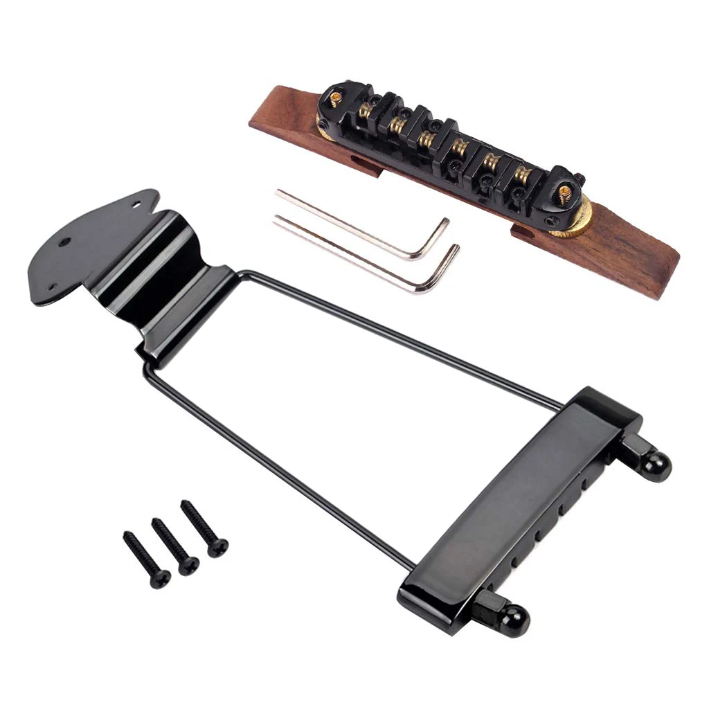 【STOCK】Exquisite 6 String Archtop Jazz Guitar Trapeze Tailpiece Saddle Bridge Set