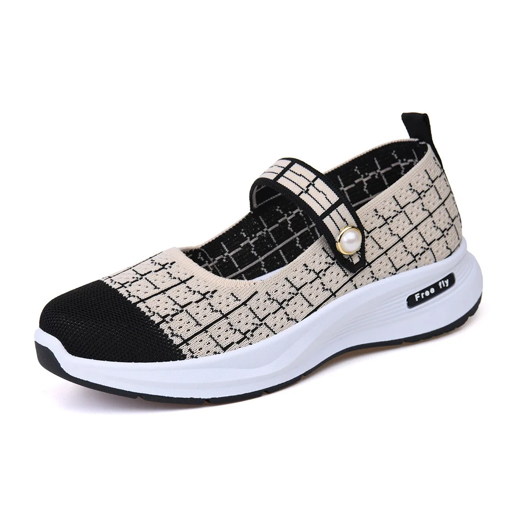 Elastic Strap Hollow Mesh Mary Jane Sneakers Women Breathable Non Slip Soft Sole Daily Comfort Walking Casual Shoes - view 6