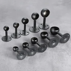2Pcs Black Steel Closet Pole Socket Brackets Wardrobe Rod Brackets Curtain Rod End Supports Flange Rod Holder 16/19/22/25/32mm
