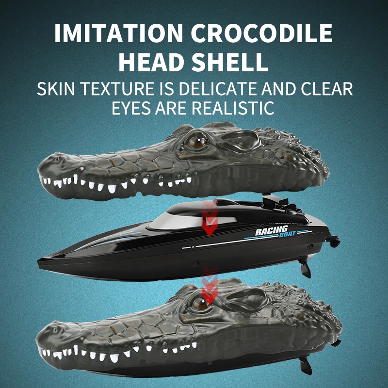 Crocodile Rc Boat 2In1 Ship Simulation Animal Waterproof Remote Control Alligator Electric Summer Water Pool Toys Gift for Kids