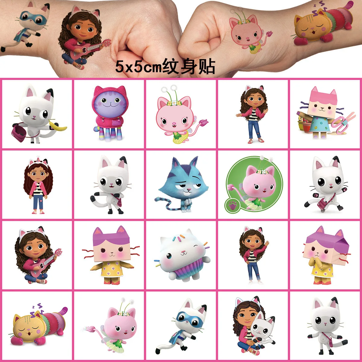 

20 шт./компл., мультяшный кукольный домик Габби, кошки, временные татуировки, наклейки, каваи, аниме, водонепроницаемые татуировки, наклейка, подарок на вечеринку