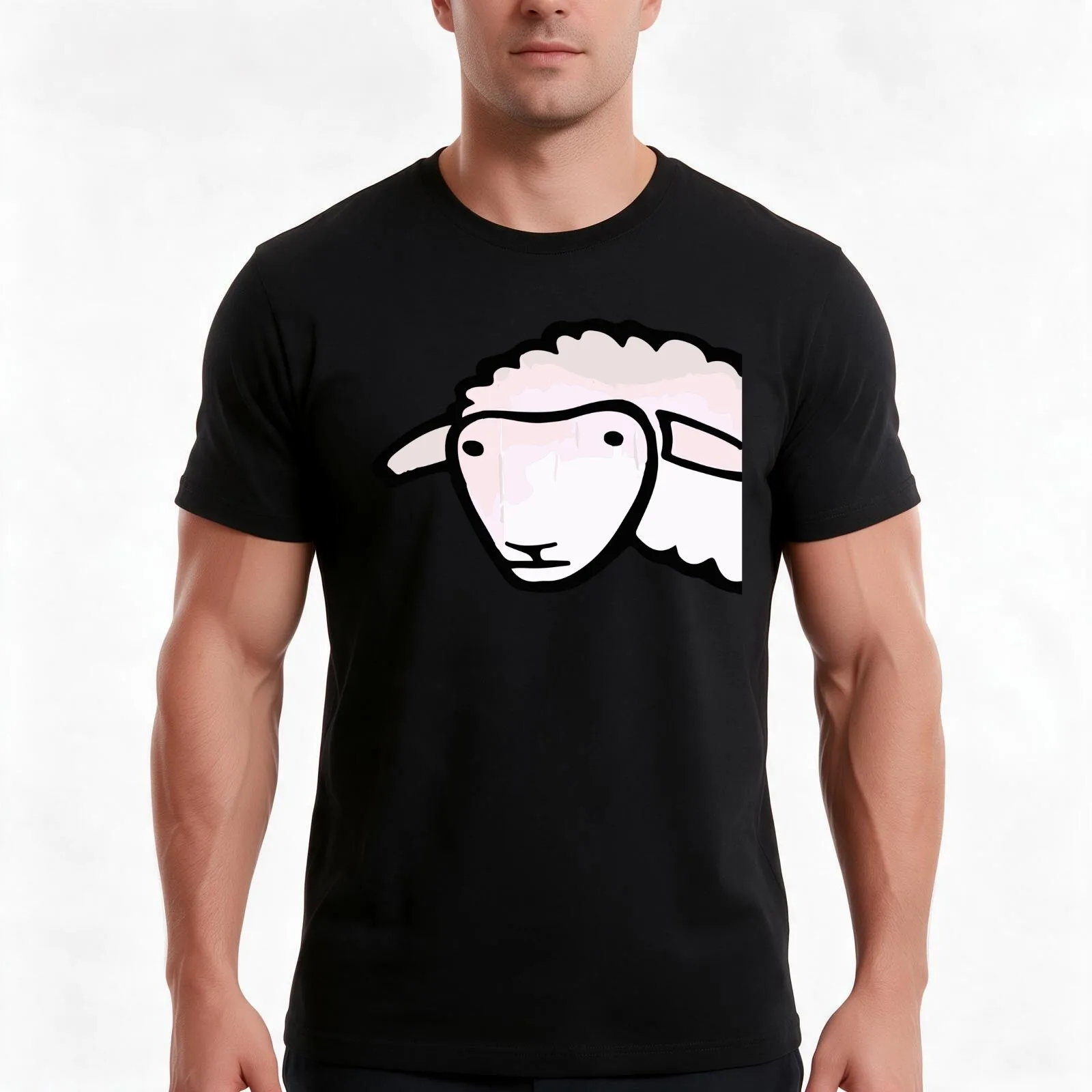 Sheep - Street art T-Shirt, Summer Casual Cotton Tee, Oversized Streetwear Tops, Vintage Graphic Print, Loose Fit Short Sleeve