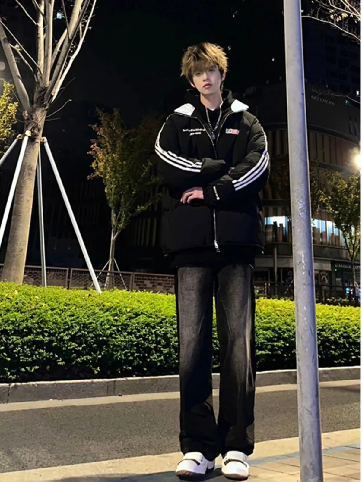 

High Waist Straight Leg Jeans Men's Autumn Winter Long American Sle Jeans High Rise Slimming Effect Jeans Youth Trend