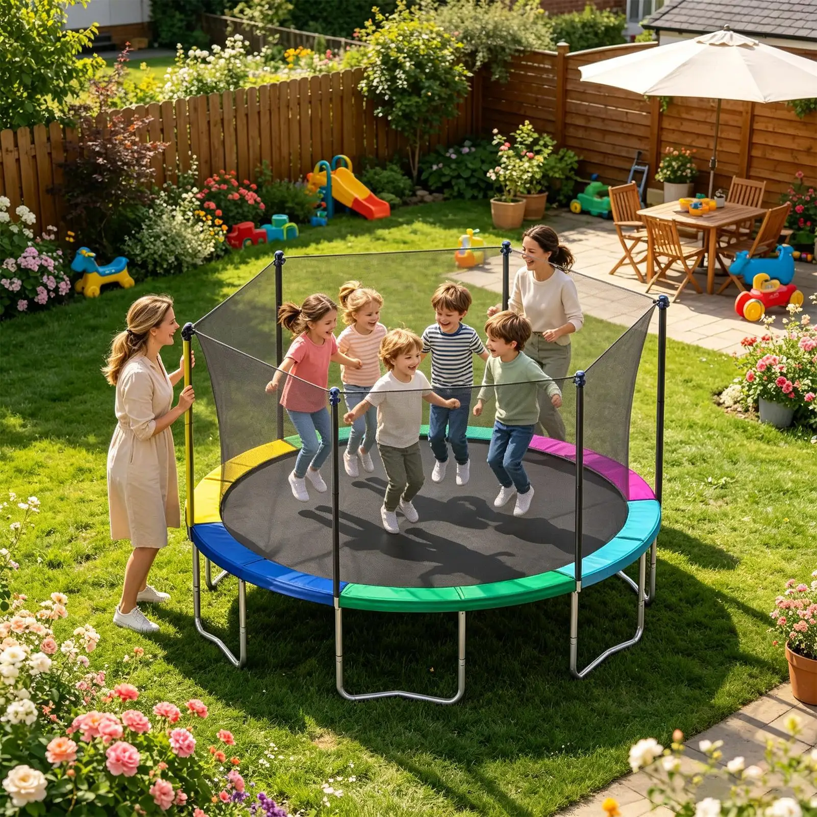 Trampoline Replacement Net Weatherproof Tear-Resistant Universal Replacement Trampoline Net 12-15ft for Home Outdoor Backyard