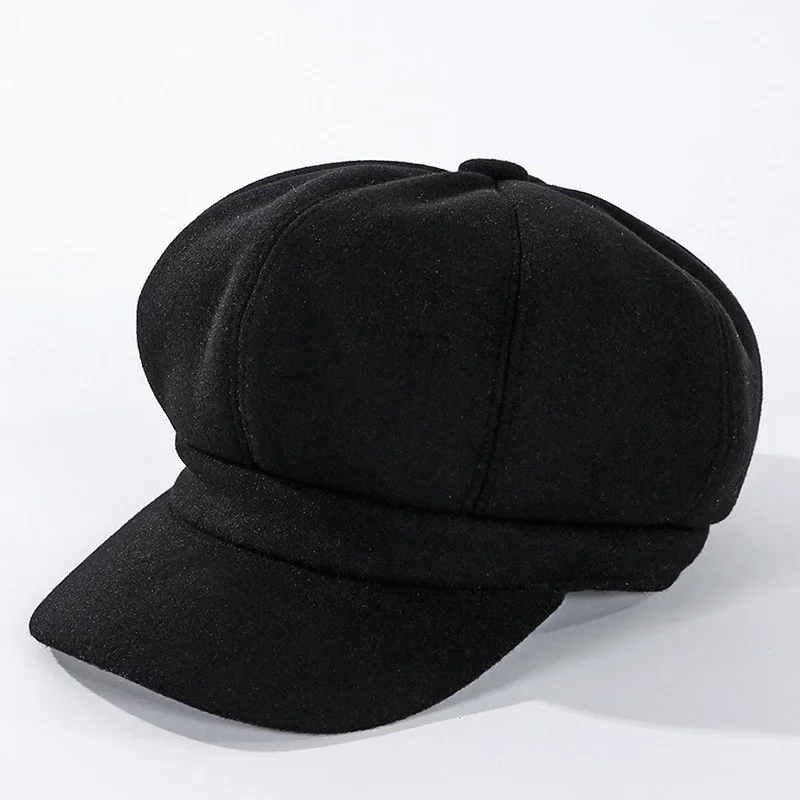 High Quality Winter Women's Cap Beret Octagonal Hats Thick Warm Painter Caps Solid Color Vintage Newsboy Cap Female Lady Hat
