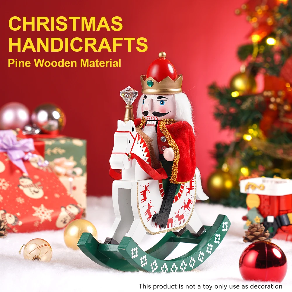 30CM Christmas Nutcracker Wooden Warrior Wooden Handicraft Walnut Soldier Puppet Figure Home Or Office Festival Decoration