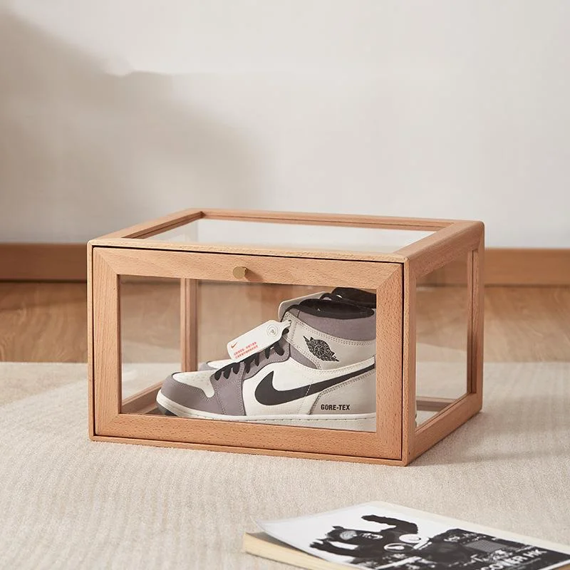 Dust-proof Shoe Storage Box Hand Do Display Box Black Walnut Acrylic Shoe Collection Box Light Luxury Web Celebrity