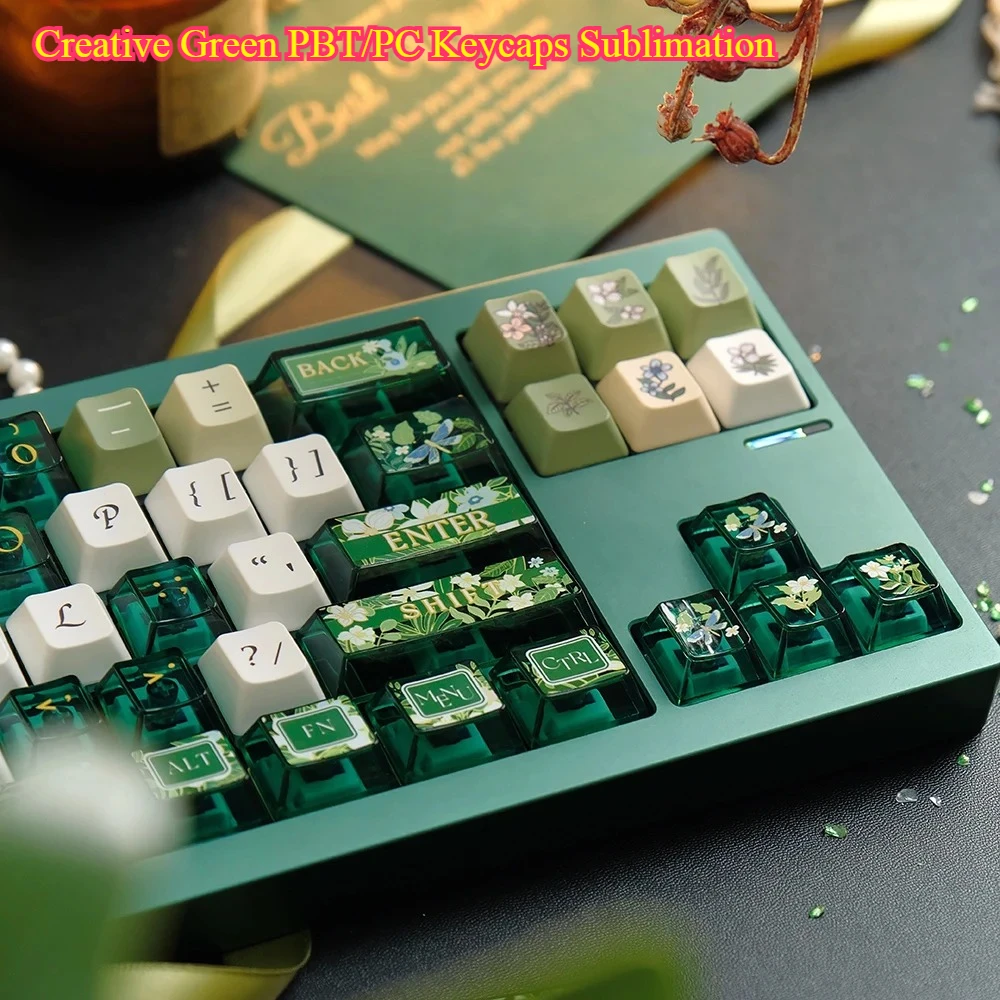 Creative Green PBT/PC Keycaps Sublimation - Simple Ode To Spring DIY for 68/75/87/99/104