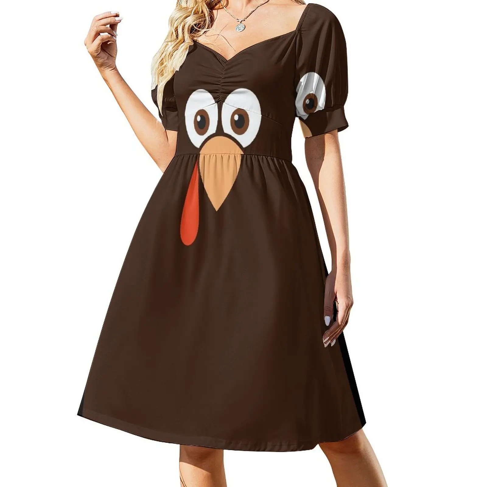 

Cartoon Turkey Face Short Sleeved Dress sensual sexy dress for women Women dresses summer women formal occasion dresses Dress